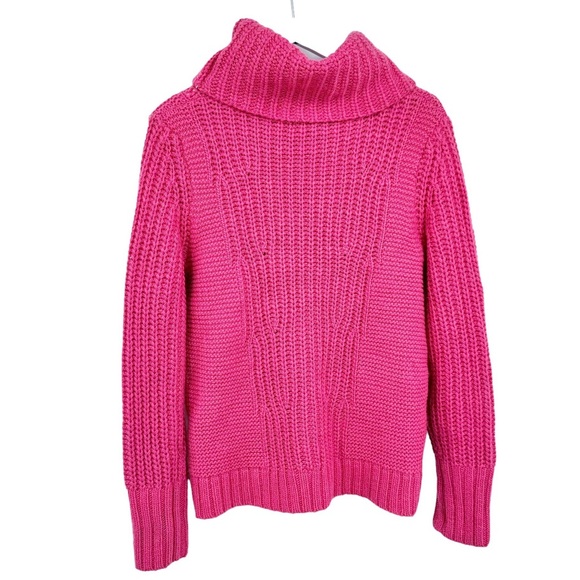 Banana Republic Mixed Stitch Turtleneck Sweater Merino Wool Alpaca Pink Large - Picture 4 of 6